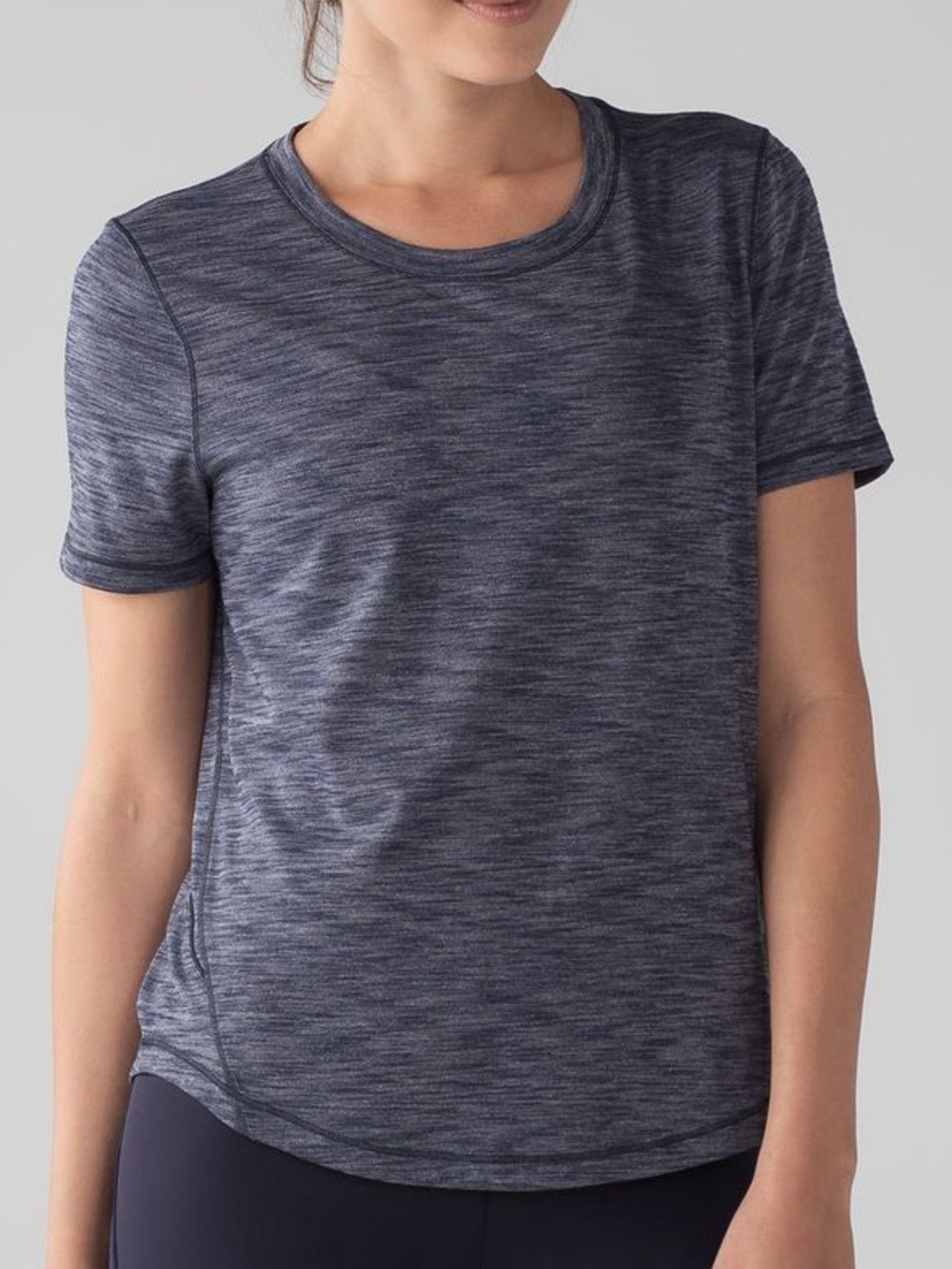 Lululemon long distance Heathered Blue Crewneck Tee size ~8
